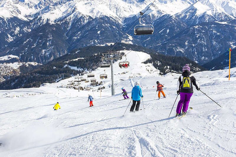 Skiers in Serfaus Plansegg